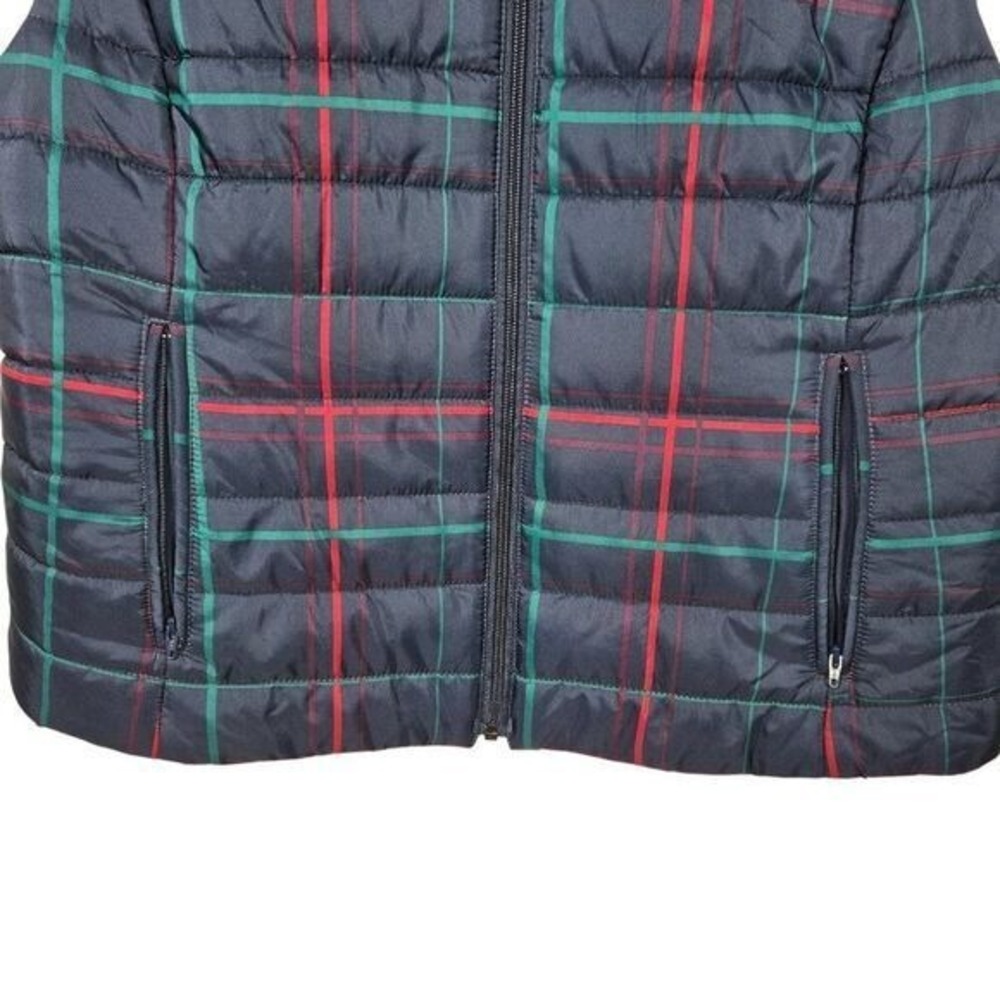 Ann Taylor‎ Loft Womens Large Navy Blue Plaid Quilted Puffer Vest Sleeveless - Picture 2 of 6
